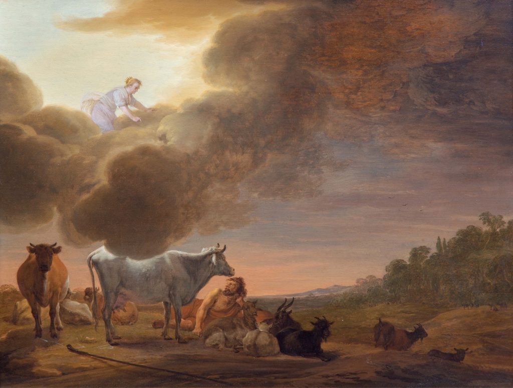 Cornelis Saftleven - Juno and Argus - detail of Argus - Liquid Sky Gallery