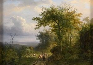 Bonifacius Cornelis Schneiders van Greyffenswerthk - Panoramisch uitzich nabij Kleef - Liquid Sky Gallery